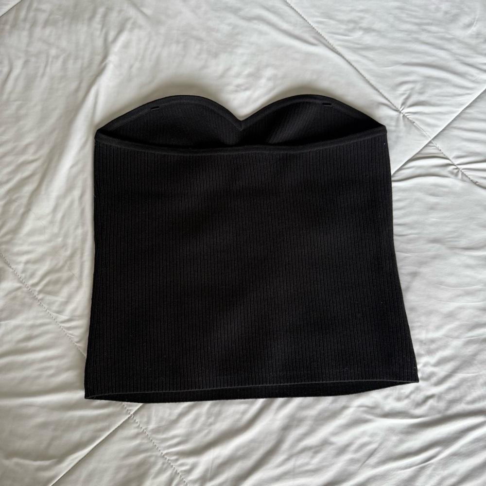 Derek Lam Black Knit Sleeveless Bandeau Top Sweetheart Neckline - Picture 4 of 8